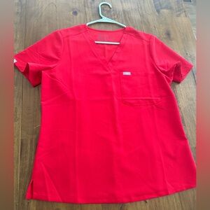 Figs Scarlet V-Neck Scrub Top